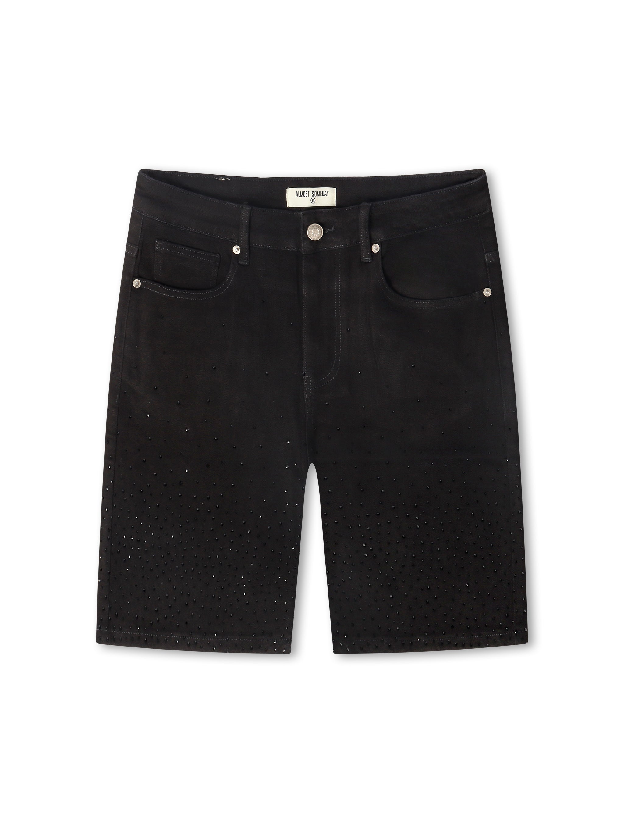 Almost Someday Solomon Rhinestone Jorts - Black